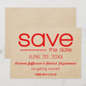 Arrow Typografie Save the Date, rot Date (Vorne/Hinten)