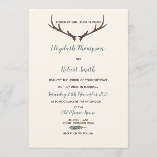 Arrow und Antler Rustikaler Chic Wedding Cream & B Einladung