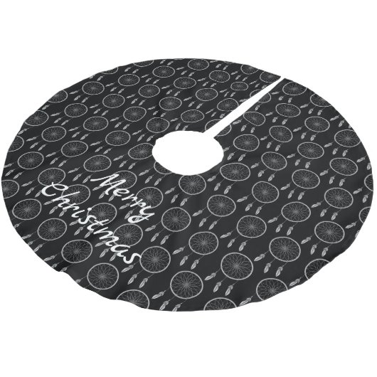 Arrowhead Feathers Pow-wow Thunder_Cove Polyester Weihnachtsbaumdecke (Schrägansicht)