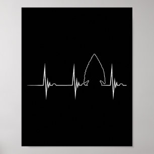 Arrowhead Junting Heartbeat Ekg Puls Hunter Flint Poster