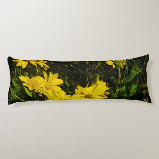 Arrowleaf Balsamroot Gelbe Wildblume Abstrakt Seitenschläferkissen (Rückseite)