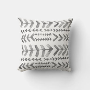 Arrowroot Geometric Watercolor Pattern Grau Kissen