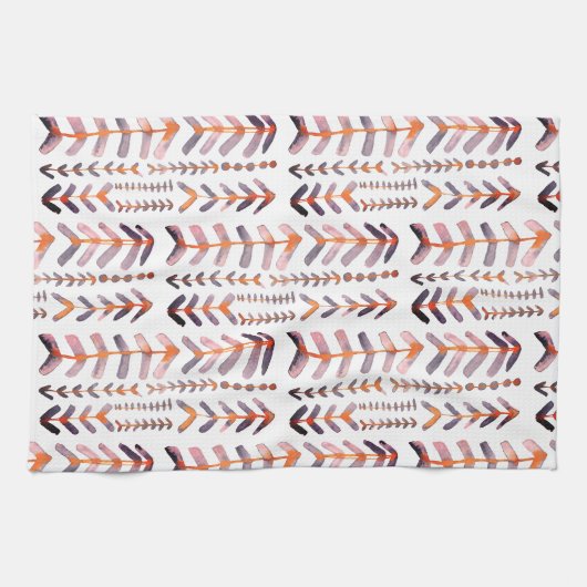 Arrowroot Geometrisches Wasserfarbmuster Pink Lila Geschirrtuch (Horizontal)