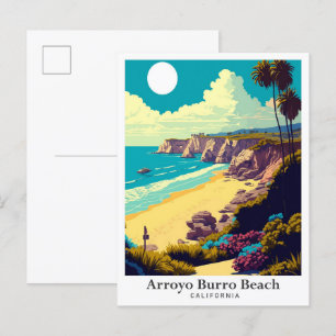 Arroyo Burro Strand Kalifornien Reise Illustration Postkarte