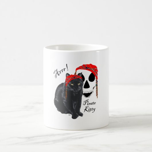 Arrr! Black Cat Pirate Kitty Kaffeetasse (Mittel)