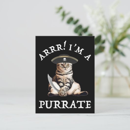 Arrr! Ich bin ein Purrate Postkarte (Stehend Vorderseite)