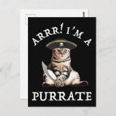 Arrr! Ich bin ein Purrate Postkarte (Vorne/Hinten)
