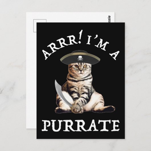 Arrr! Ich bin ein Purrate Postkarte (Vorne/Hinten)