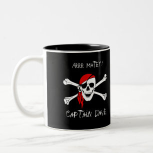 ARRR Matey Personalisiert Pirate Skull Crossbone T Zweifarbige Tasse