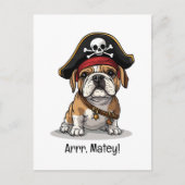 Arrr Matey Pirate English Bulldog Skull Crossbones Postkarte (Vorderseite)