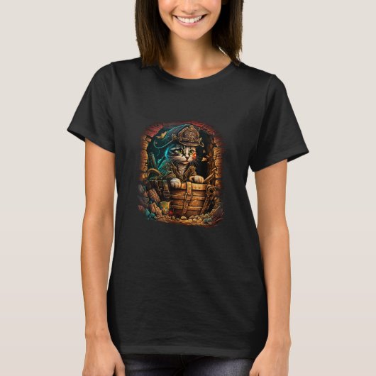 Arrr Meow-ty! Pirate Design with Treasure Chest an T-Shirt (Vorderseite)
