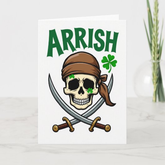 Arrrish-Piratenschädel-Spaßkarte Karte (Vorderseite)