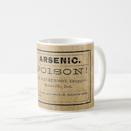 Arsen-Label auf Burlap Kaffeetasse (VorderseiteRechts)