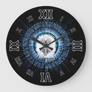 Arsencia Ethereal Silver Light Fraktal Art Große Wanduhr