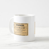 Arsenvergiftungs-Etikett für Vintage Schädelknoche Kaffeetasse (Vorderseite Links)