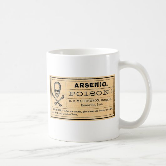 Arsenvergiftungs-Etikett für Vintage Schädelknoche Kaffeetasse (Rechts)