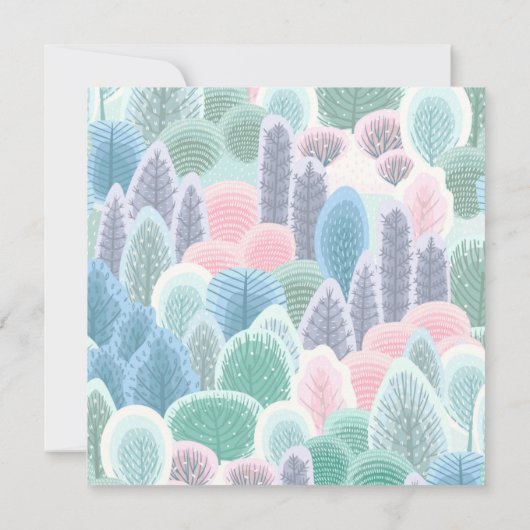 Arsty Winter Pastel Trees Weihnachtsfest Party Einladung (Rückseite)