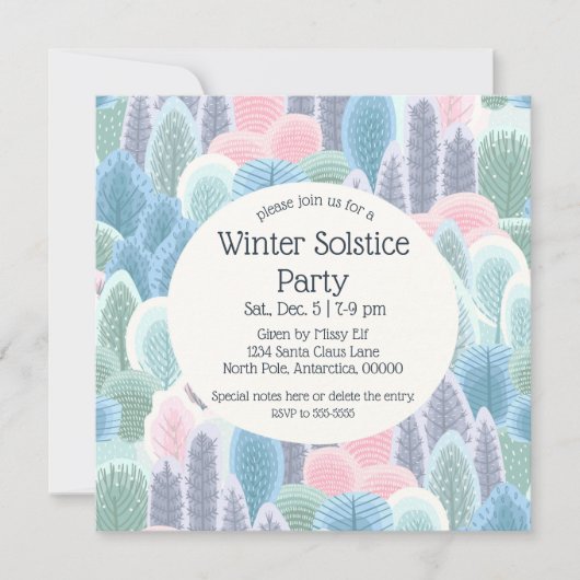 Arsty Winter Pastel Trees Weihnachtsfest Party Einladung (Vorderseite)