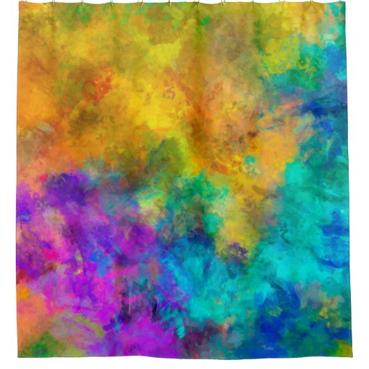 art abstract vibrant rainbow painted background wi duschvorhang (Vorderseite)