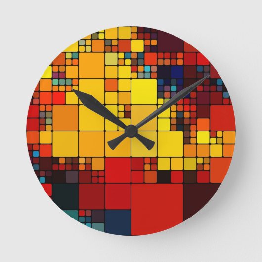 Art abstraktes, dynamisches geometrisches Regenbog Runde Wanduhr (Vorderseite)