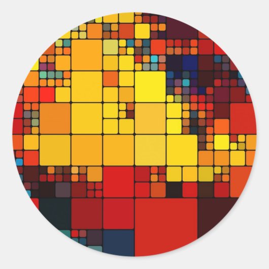 Art abstraktes, dynamisches geometrisches Regenbog Runder Aufkleber (Vorderseite)