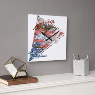 Art Amerikas Quadratische Wanduhr