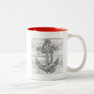 Art-Anker und Seil Zweifarbige Tasse