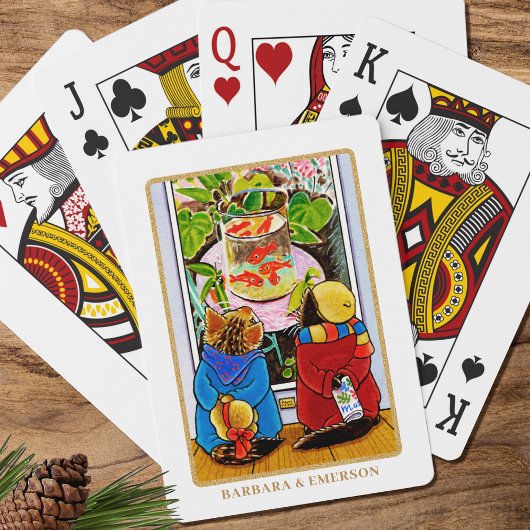 "Art Appreciation" Niedlicher Cat Individuelle Nam Spielkarten