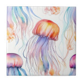Art Aquarellqualle abstrakt farbenfroh Fliese (Vorderseite)