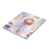 Art Aquarellqualle abstrakt farbenfroh Fliese (Seite)