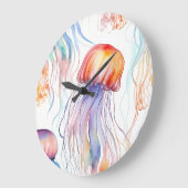 Art Aquarellqualle abstrakt farbenfroh Große Wanduhr (Winkel)