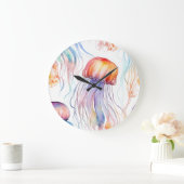 Art Aquarellqualle abstrakt farbenfroh Große Wanduhr (Zuhause)
