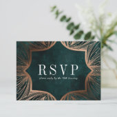 Art Art Nouveau Imitats gold Wedding RSVP card, Karte (Stehend Vorderseite)