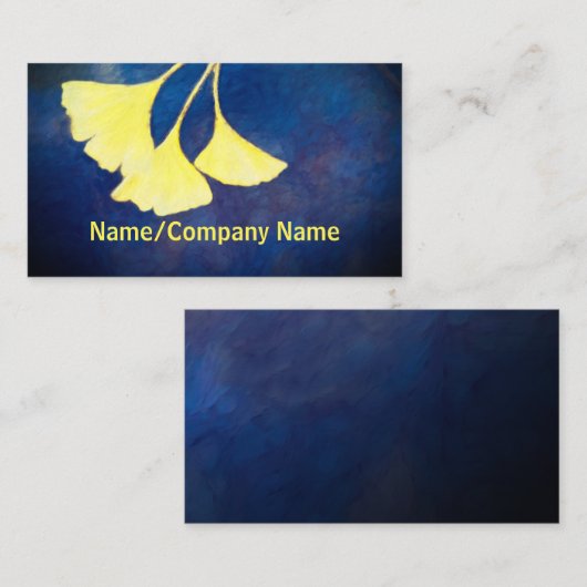 Art Art Yellow Ginkgo Blätter auf blau Visitenkarte (Vorne/Hinten)