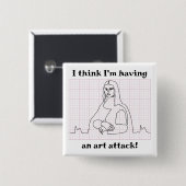 Art Attack Funny Mona Lisa EKG Cardiology Pub Button (Vorne & Hinten)