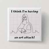 Art Attack Funny Mona Lisa EKG Cardiology Pub Button (Vorderseite)