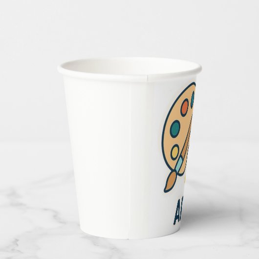 Art Betrifft: Farbpalette und Pinsel Pappbecher (Rechts)