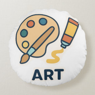Art Betrifft: Farbpalette und Pinsel Rundes Kissen