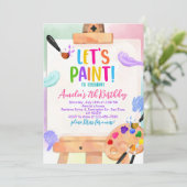 Art Birthday Einladung Party Malerei Girl Bday (Stehend Vorderseite)