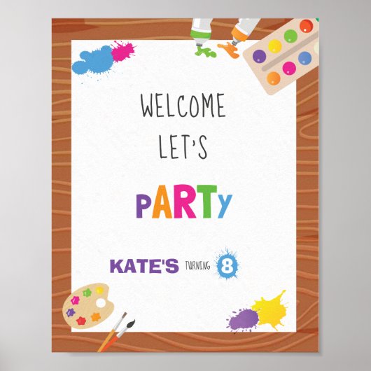 Art Birthday Party - 8 x 10 Willkommensunterschrif Poster (Vorne)
