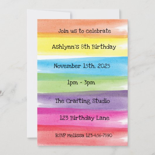 Art Birthday Party Einladung (Vorderseite)