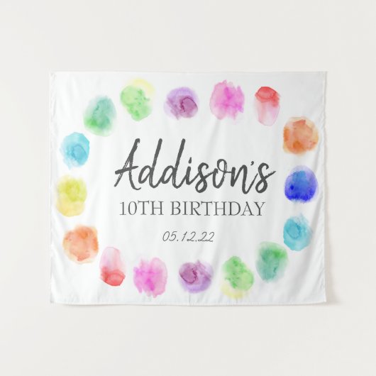 Art Birthday Welcome, Paint Birthday Tapestation Wandteppich (Vorderseite (Horizontal))