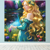 *~ Art Blonde Wilde Blume Weiblicher Teich AP56 Leinwanddruck (Insitu (Holzboden))