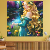 *~ Art Blonde Wilde Blume Weiblicher Teich AP56 Leinwanddruck (Insitu (Wohnzimmer))