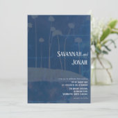 Art Blue Blume Einzigartige Einladung zur Hochzeit (Stehend Vorderseite)