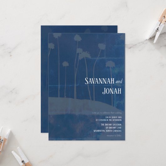 Art Blue Blume Einzigartige Einladung zur Hochzeit (Vorderseite/Rückseite Beispiel)