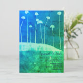 Art Blue Green Blume Bold Einladung (Stehend Vorderseite)