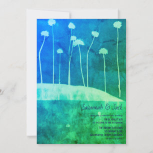 Art Blue Green Blume Einzigartige Einladung zur Ho
