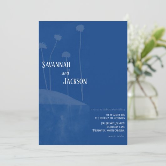 Art Blue Unique Wedding Einladung (Stehend Vorderseite)