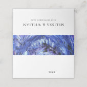 Art Blue White Wedding Platzkarte (Außenseite Aufgefaltet)
